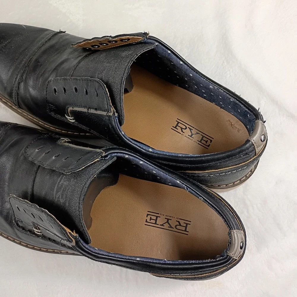 Hawker Rye Dress Shoes Mens‎ 10.5 Black Cap Toe Leather Oxford